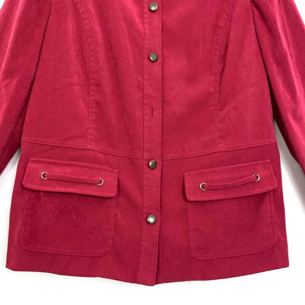 Jm Collection Shacket Red Button Up Microsuede Ja… - image 4